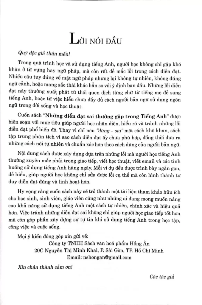 NHỮNG DIỄN ĐẠT SAI THƯỜNG GẶP TRONG TIẾNG ANH (Common Misused Expressions in English)